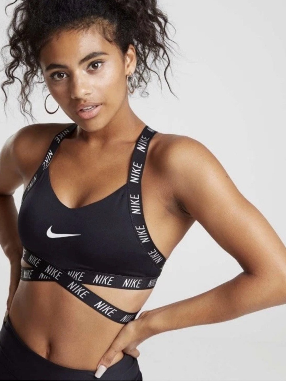 Nike Black Strappy Logo Sports Bra